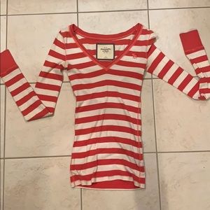 Pink and White Striped Abercrombie & Fitch Shirt